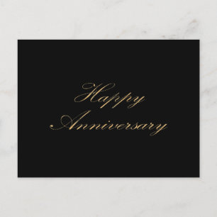 Happy Anniversary gold font script black Postcard