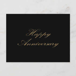 Happy Anniversary gold font script black Postcard