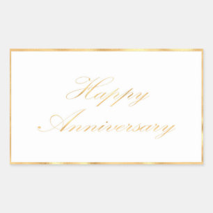 Happy Anniversary gold trim and font script Rectangular Sticker