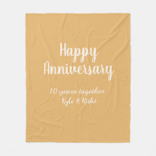 Happy anniversary golden white 10 years name date  fleece blanket