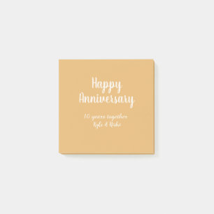 Happy anniversary golden white 10 years name date post-it notes