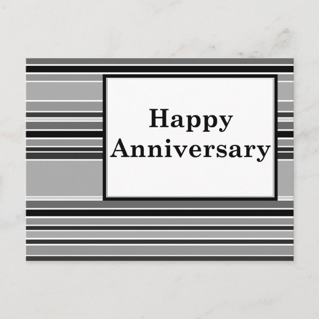 happy anniversary : grey striped postcard (Front)