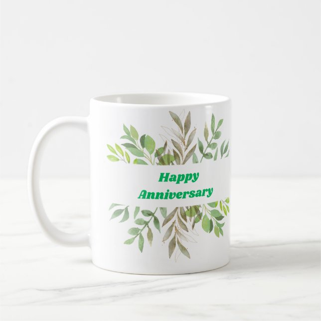 "Happy Anniversary" "Holding Hands" classy wedding Coffee Mug (Left)