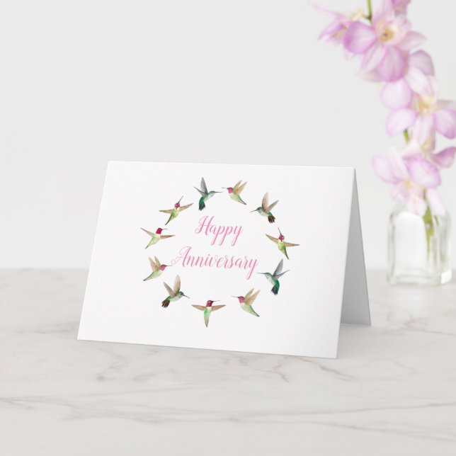 Happy Anniversary Hummingbird Card (Orchid)