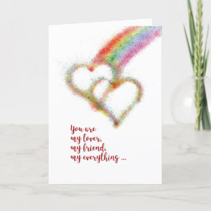 Happy Anniversary, Husband, Gay, Rainbow, Hearts Card