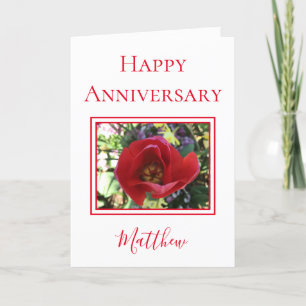 Happy Anniversary Husband Red Rose Card