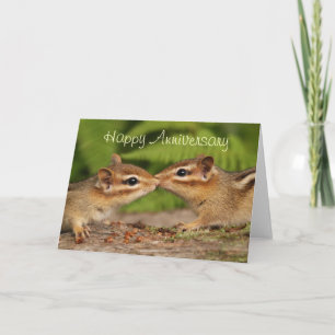 Happy Anniversary Kissing Baby Chipmunks Card