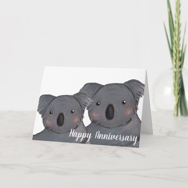 Happy Anniversary koala husband & wife card (Front)