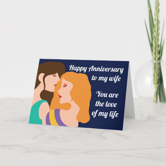 Happy Anniversary Lesbian Couple Two Women Card (Front)