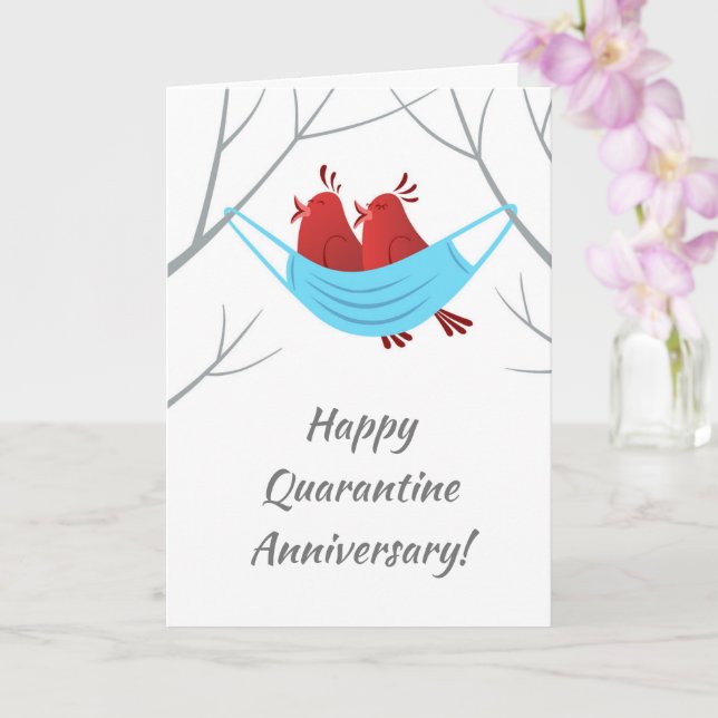 Happy Anniversary Love Birds Mask Card (Orchid)
