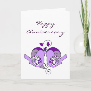 Happy Anniversary Love Birds with Floral Heart Card