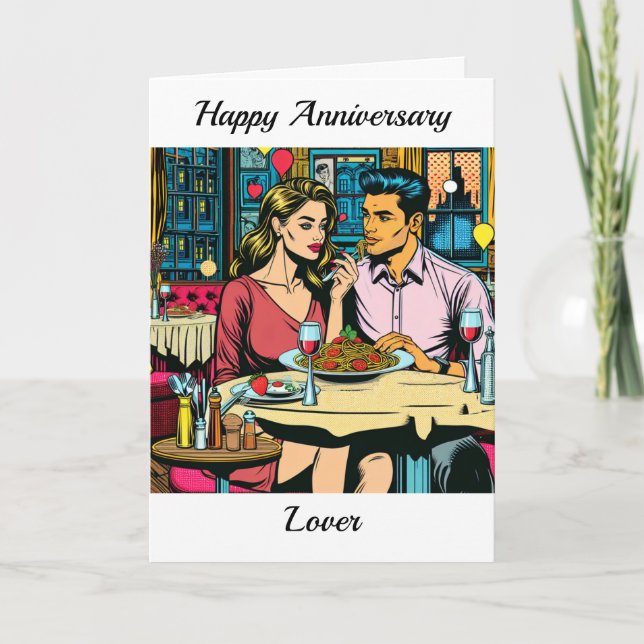 Happy Anniversary Lover | Spaghettis Dinner Card (Front)