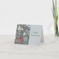 HAPPY ANNIVERSARY/MALE & FEMALE CARDINAL IN TREE