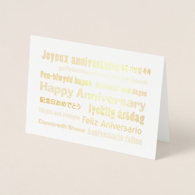 Happy Anniversary Many Languages Foil Card (Front)