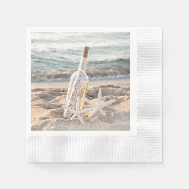 Happy Anniversary message in bottle Napkin (Front)