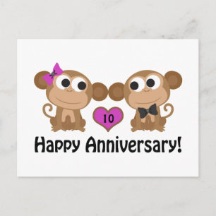 Happy Anniversary Monkeys Postcard