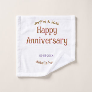 happy anniversary name golden pink details trendy wash cloth