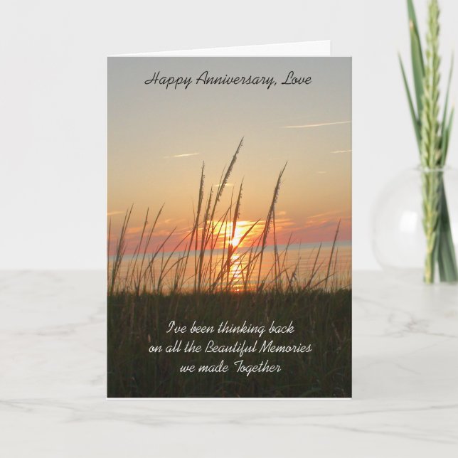 Happy Anniversary , Ocean Sunset Photography Card (Front)