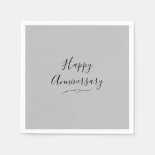 Happy Anniversary on Silver Napkin