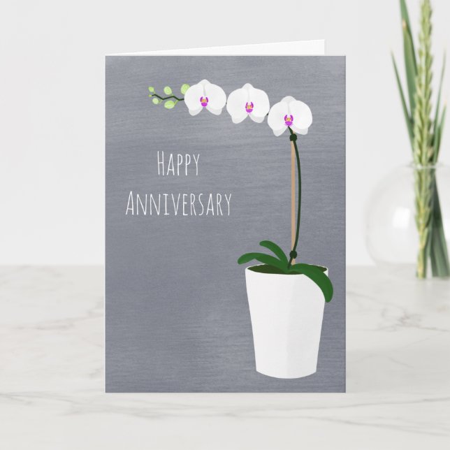 Happy Anniversary | Orchids | Flowers Note Card (Front)
