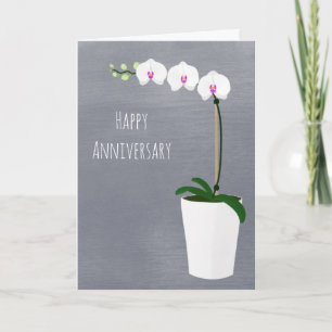 Happy Anniversary Orchids Flowers Note Card