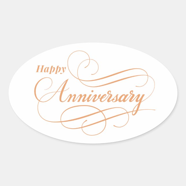 Happy Anniversary Oval Sticker (Front)