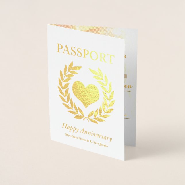 Happy Anniversary Party Gold Passport Foil Card (Front)