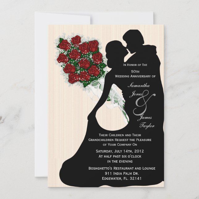 Happy Anniversary Party White Wedding Dancing Invitation (Front)