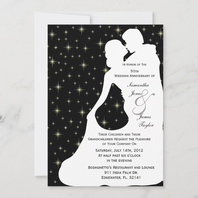 Happy Anniversary Party White Wedding Dancing Silo Invitation (Front)