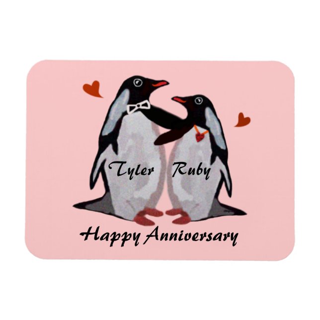 Happy Anniversary Penguin Love Premium Magnet (Horizontal)
