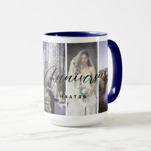 Happy Anniversary Photo Collage Mug Vertical Photo