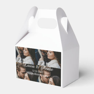 Happy anniversary photo collage name date simple w favour box