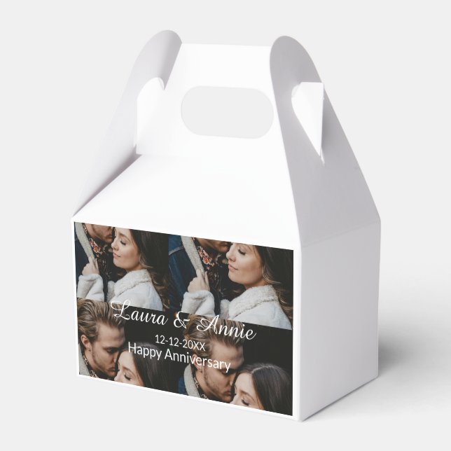 Happy anniversary photo collage name date simple w favour box (Front Side)