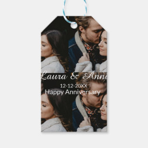 Happy anniversary photo collage name date simple w gift tags