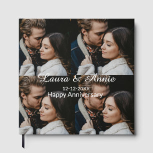 Happy anniversary photo collage name date simple w guest book