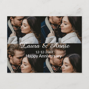 Happy anniversary photo collage name date simple w holiday postcard