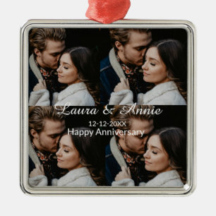 Happy anniversary photo collage name date simple w metal tree decoration