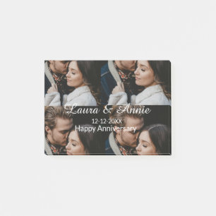 Happy anniversary photo collage name date simple w post-it notes