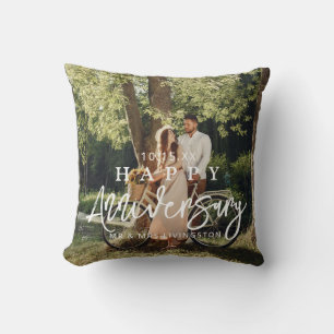 Happy Anniversary Photo Custom Throw Pillow
