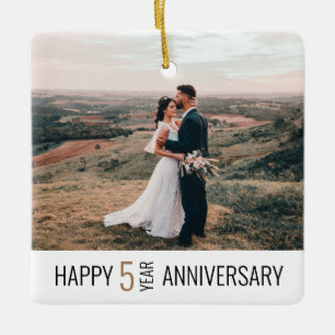 Happy Anniversary Photo Keepsake Gift Ceramic Ornament