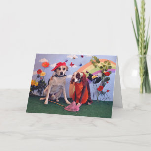 Happy Anniversary, photo of 2 dogs & butterflies Card