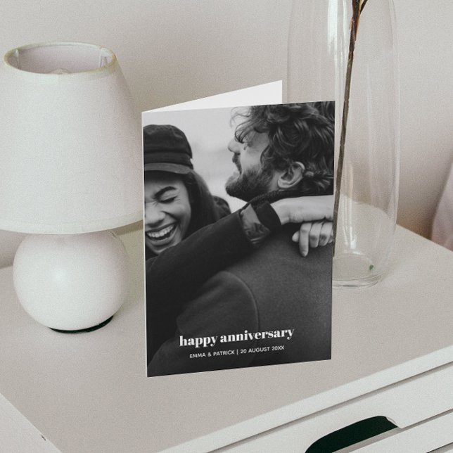 Happy Anniversary Photo Trendy Romantic Card (Creator Uploaded)