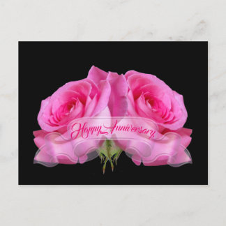 Happy Anniversary Pink Roses Collectable Postcards