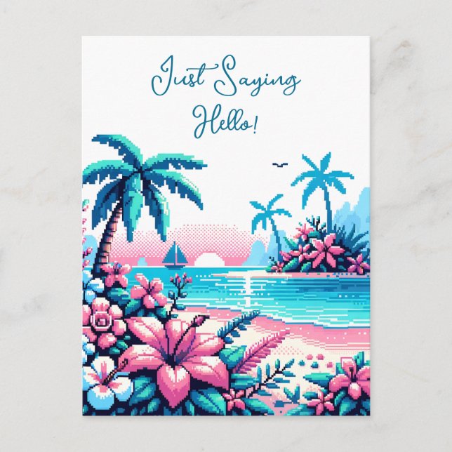 Happy Anniversary | Pixel Art Ocean Postcard (Front)