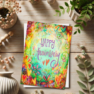 Happy Anniversary Pretty Floral Whimsical  Card