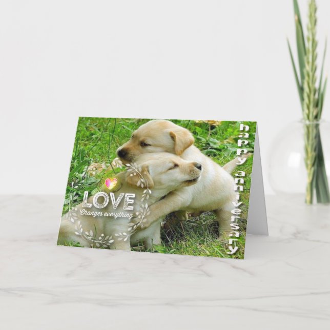 Happy Anniversary (Puppies) - Christian Card (Front)