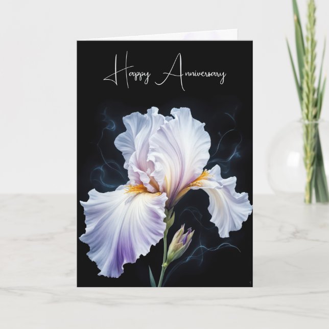 Happy Anniversary Purple Iris Blossom Card (Front)