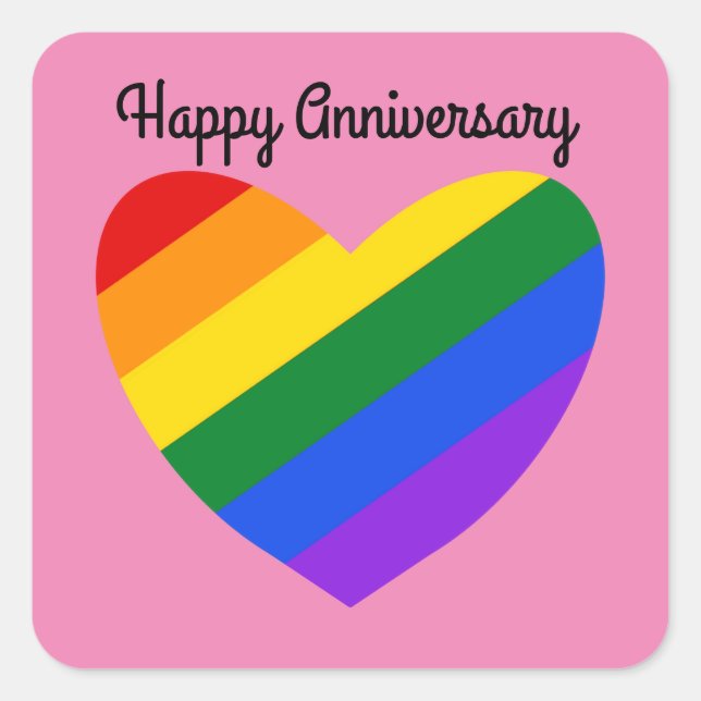 Happy Anniversary Rainbow Heart #1 Stickers (Front)