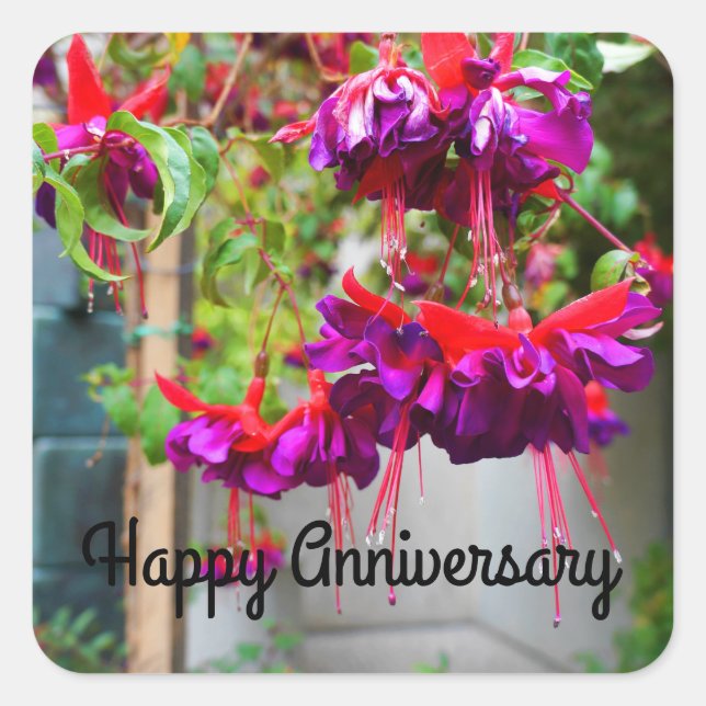 Happy Anniversary Red & Purple Fuchsia #1 Stickers (Front)