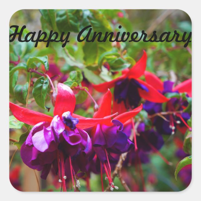 Happy Anniversary Red & Purple Fuchsia #2 Stickers (Front)